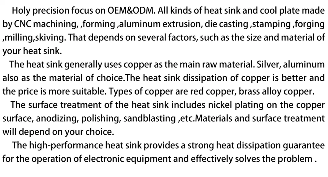 Custom Skived Copper Heat Sink with Copper Fin for Cooling Equipment